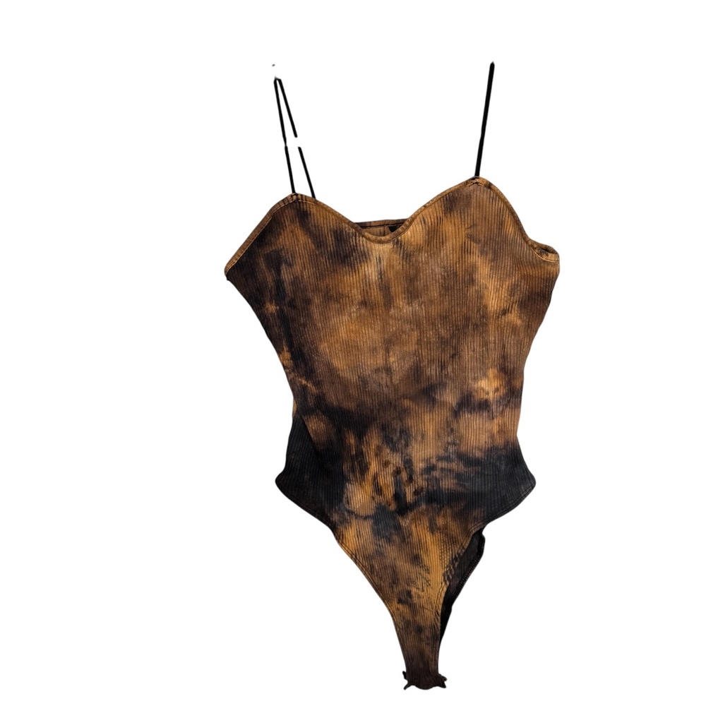 Shein Curve Size 3XL Women's leotard Bodysuit tie dye bleach style